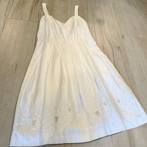 🤍 Lauren Ralph Lauren | White Cotton + Linen Sundress | Floral Eyelet | Size 8